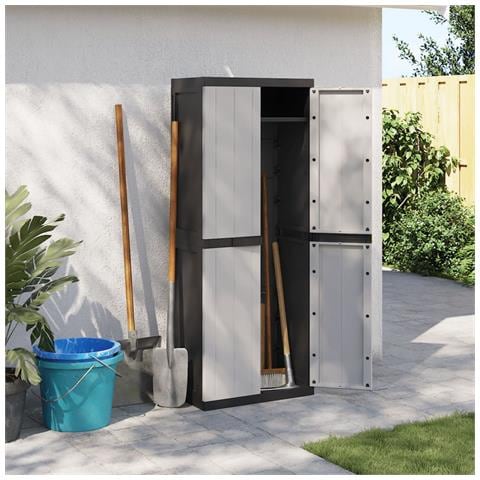 Armadio Da Esterno Grigio E Nero 65x37x165 Cm In Pp - Foto 1