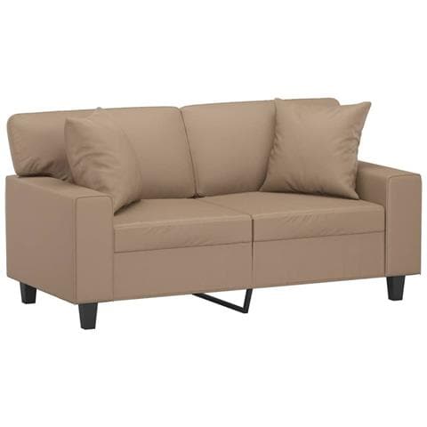 Divano A 2 Posti Con Cuscini Cappuccino 120 Cm In Similpelle - Foto 2