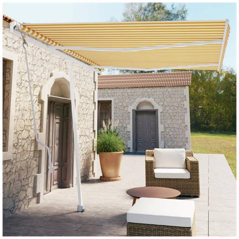 Lusso Casadino -  Tenda Da Sole Autoportante Automatica 350x250 Cm Gialla Bianca - Foto 8