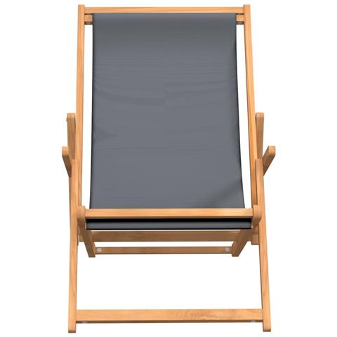 Sdraio Pieghevole Da Spiaggia In Legno Massello Di Teak Grigio - Foto 2