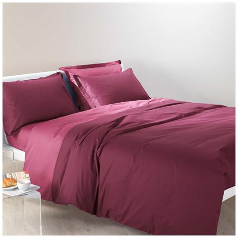 Completo Copripiumino Bicolor In Cotone Colore Rosa Misura Piazza E Mezza - Foto 1