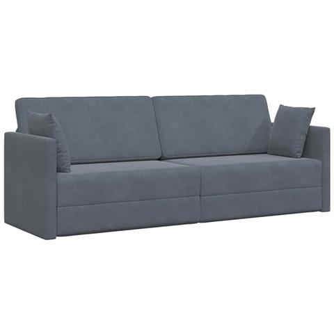 Divano Letto 2-in-1 Grigio Scuro 213x144x60 cm Velluto - Foto 1