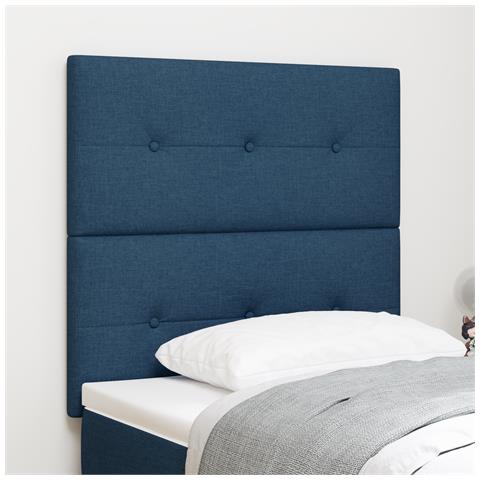 Testiera Button Tufted Blu 100 cm in Tessuto - Foto 2
