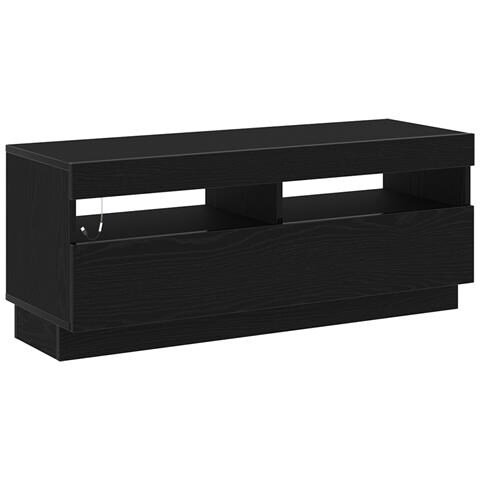 Mobile TV  con luci LED Rovere Nero 100x35x40 cm in legno ingegnerizzato - Foto 1