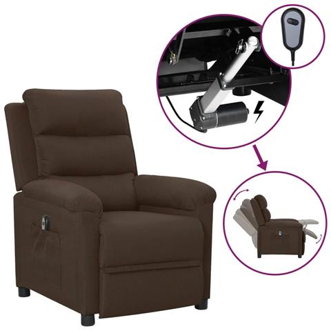 Poltrona Elettrica Reclinabile Marrone Scuro in Tessuto - Foto 1