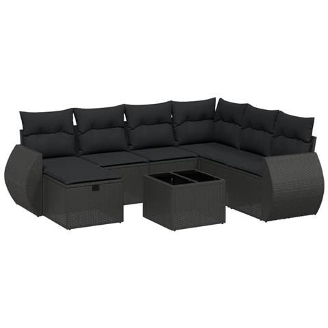 Set Divani da Giardino con Cuscini 8 pz Nero in Polyrattan - Foto 1