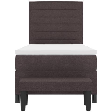 Letto Box Spring con Materasso e Panchina Marrone Scuro 90x200 cm Tessuto - Foto 9