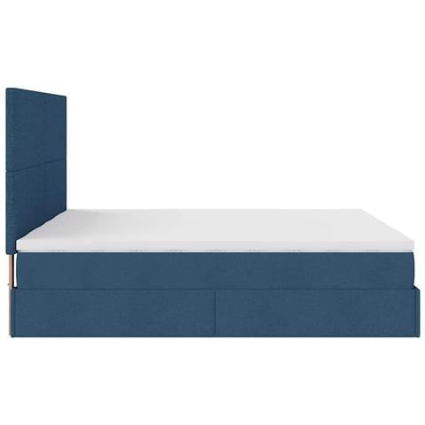 Struttura Letto Pouf con Materassi Blu 200x200 cm in Tessuto - Foto 9