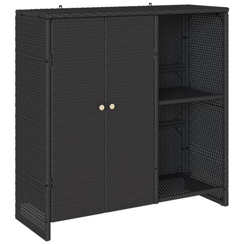 Armadio da Stoccaggio Nero 100x36x102 cm Rattan - Foto 1