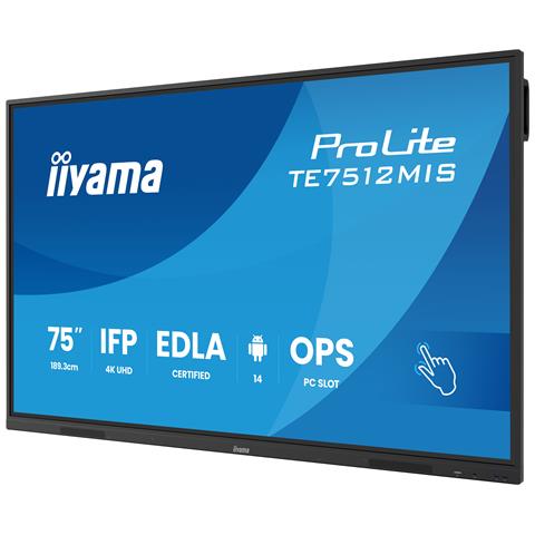 TE7512MIS-B4AG visualizzatore di messaggi Pannello piatto per segnaletica digitale 165,1 cm (65") LCD Wi-Fi 400 cd /m² 4K Ultra HD Nero Touch screen Processore integrato Android 11 24/7 - Foto 2