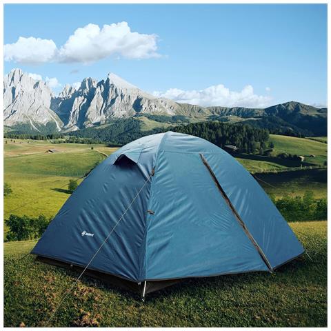 Tenda Da Campeggio Per 4 Persone Impermeabile Ultraleggera Trekking Blu - Foto 5