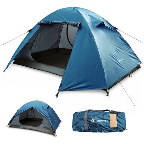 Tenda Da Campeggio Per 4 Persone Impermeabile Ultraleggera Trekking Blu - Foto 1