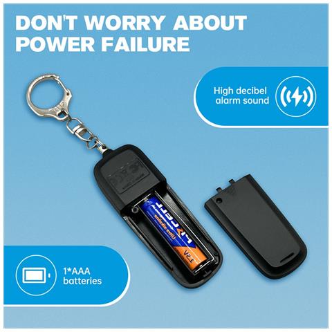 Portachiavi Allarme Personale Con Luce Led - Allarme Forte 130db, Alimentato A Batteria Aaa Black - Foto 7