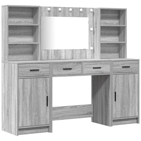 Set di Toeletta 3 Pezzi  Grigio in Legno Ingegnerizzato - Foto 1