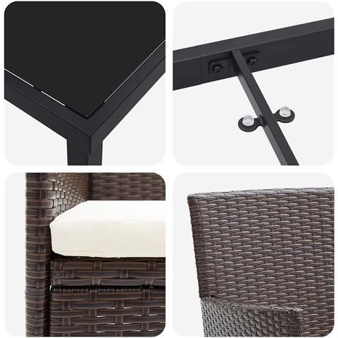 Set da Pranzo per Giardino 5 pcs Marrone Poly Rattan - Foto 9