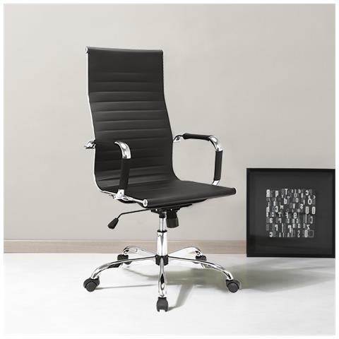 Sedia Da Ufficio Helsinky - Nero - Pu - 54,5x62x116 Cm - Foto 2