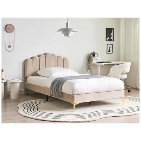 Letto Velluto Sauvian 120 X 200 Cm Beige - Foto 1