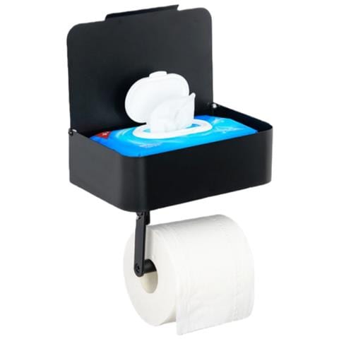 Porta Rotolo Carta Igienica Con Supporto Adesivo Per Cellulare - Ferro Nero - Foto 1