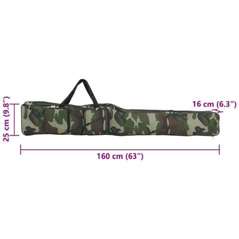 Borsa per Canna da Pesca Verde Mimetico 160 cm Tessuto Oxford - Foto 7
