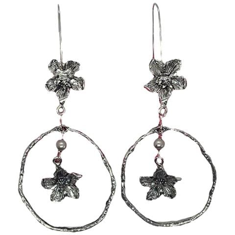 Ciondolo A Forma Di Fiore In Ottone E Zama Argentata - Foto 1