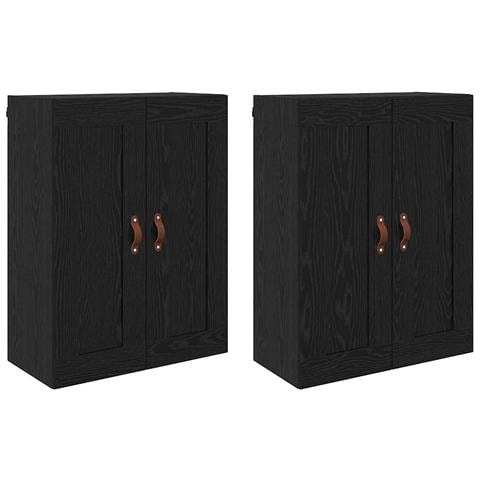 Mobile a muro 2 pcs Rovere Nero 69,5 x 34 x 90 cm - Foto 1