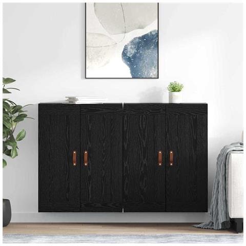 Mobile a muro 2 pcs Rovere Nero 69,5 x 34 x 90 cm - Foto 2