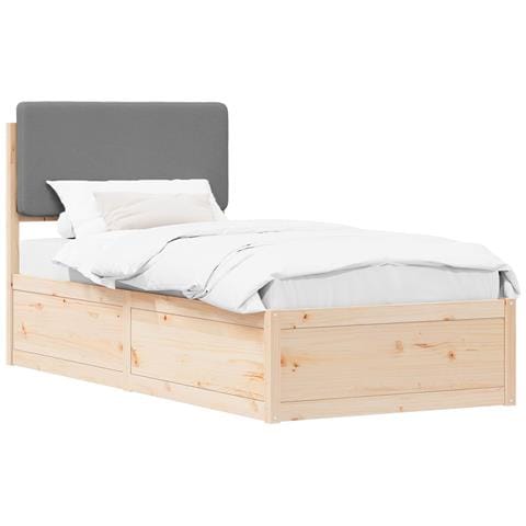 Letto con Testiera Rivestita Grigio chiaro 75 x 190 cm - Foto 1