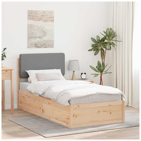 Letto con Testiera Rivestita Grigio chiaro 75 x 190 cm - Foto 2