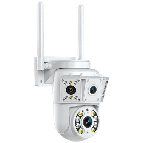 Telecamera Di Sicurezza Wifi A Doppia Lente: 1080p Hd, Visione Notturna A Colori, Monitoraggio Remoto - Foto 1