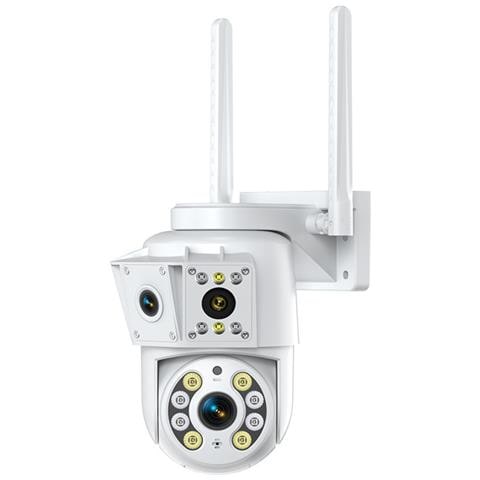 Telecamera Di Sicurezza Wifi A Doppia Lente: 1080p Hd, Visione Notturna A Colori, Monitoraggio Remoto - Foto 2