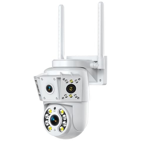 Telecamera Di Sicurezza Wifi A Doppia Lente: 1080p Hd, Visione Notturna A Colori, Monitoraggio Remoto - Foto 4