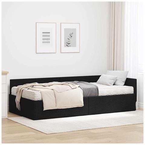 Struttura Letto Angolare con Materasso 2 pcs Verde Tessuto - Foto 2