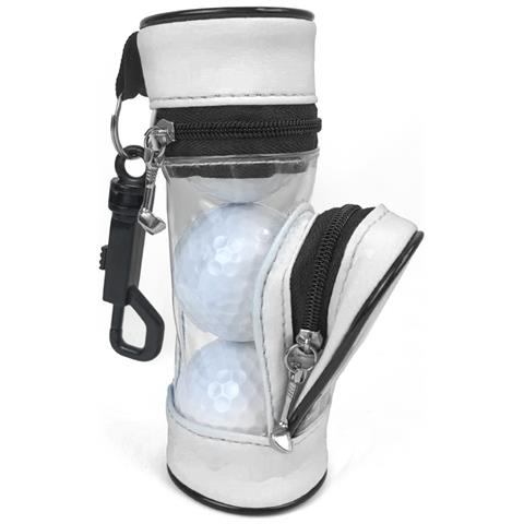Custodia Portatile In Pelle Pu Per Palline Da Golf Con Porta Tee - Contiene 3 Palline White - Foto 1