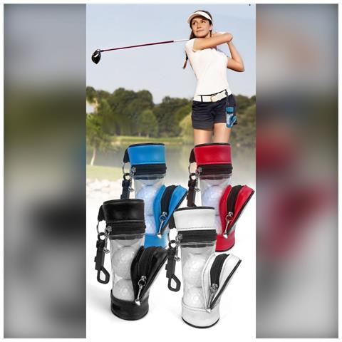 Custodia Portatile In Pelle Pu Per Palline Da Golf Con Porta Tee - Contiene 3 Palline White - Foto 2