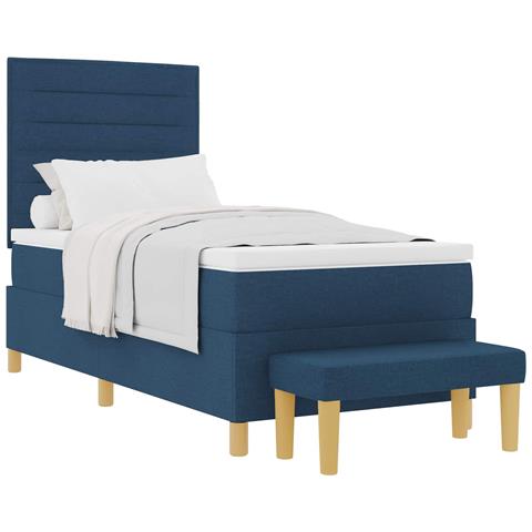 Letto a molle con materasso Blu 80 x 200 cm Tessuto - Foto 1
