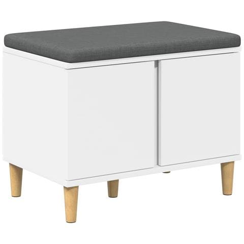 Panca per ingresso con cuscino con porta Bianco 60 x 38 x 46 cm - Foto 1