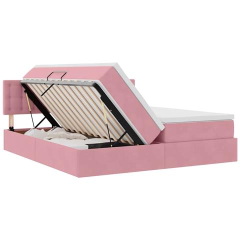 Letto con luci a strisce a LED Rosa 200 x 200 cm Velluto - Foto 9