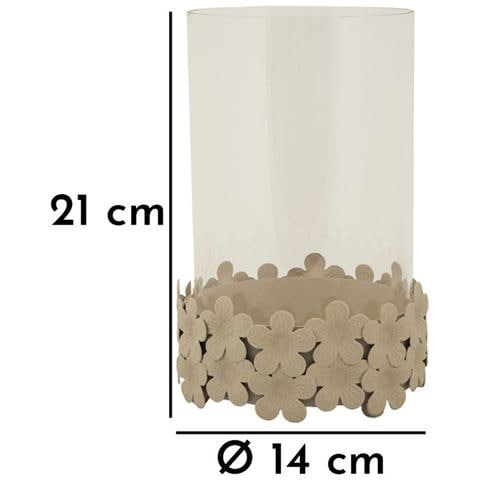 Portacandela Vkh744-beige-metallo-14x14x21 Cm - Foto 6