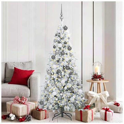 Albero di Natale Artificiale con Rami Pieghevoli Bianco 180 cm - Foto 2