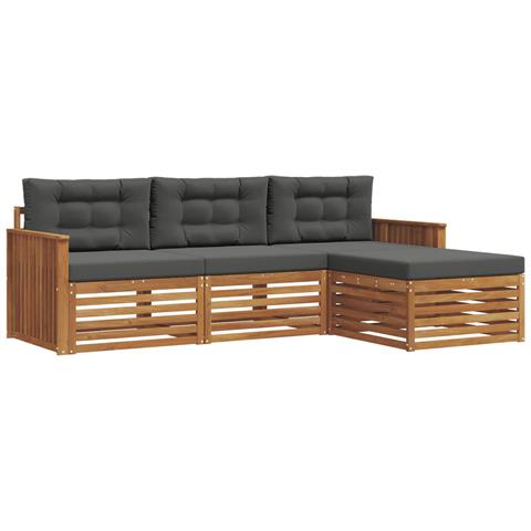 Set di divani da esterno con cuscino 4 pcs Naturale e Antracite - Foto 1