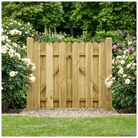 Cancello da giardino 100 x 100 cm Legno Massello di Pino Verde - Foto 2