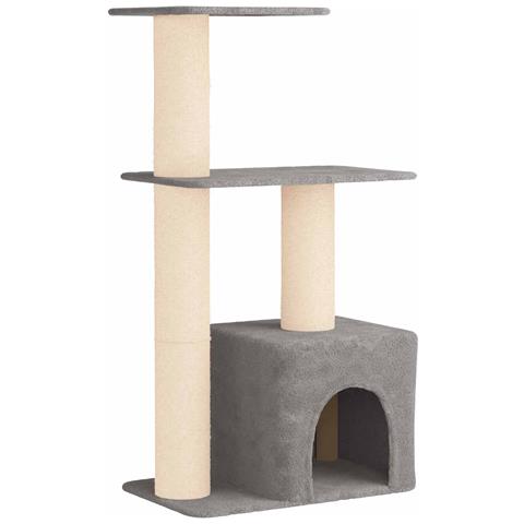 Albero per gatti con pali per graffiare in sisal Grigio Chiaro - Foto 1