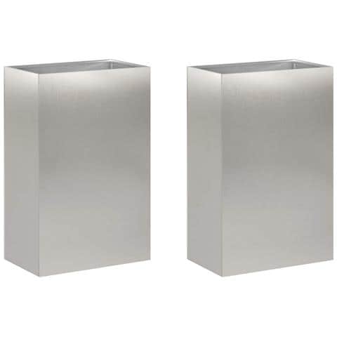 Vaso da giardino 2 pz Argento 40 x 30 x 75 cm Acciaio Inox - Foto 1