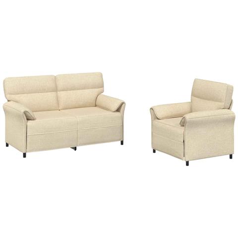 Set di divani 2 pz Crema Tessuto - Foto 1