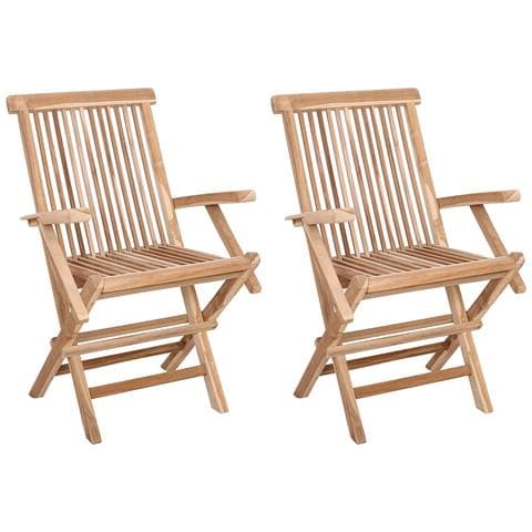 Sedia da giardino pieghevole 2 pz Naturale Legno di teak solido - Foto 1