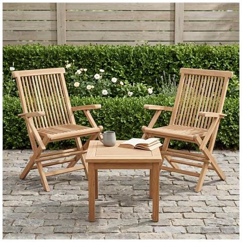 Sedia da giardino pieghevole 2 pz Naturale Legno di teak solido - Foto 2