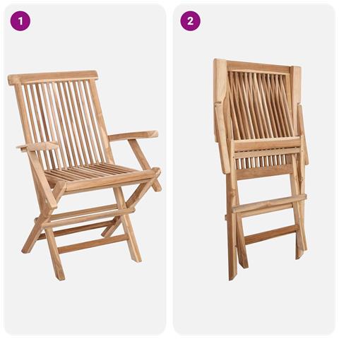 Sedia da giardino pieghevole 2 pz Naturale Legno di teak solido - Foto 9