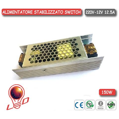 Alimentatore Slim Trasformatore 12,5a 150w 12v Interno 1 Uscita Strisce Led V-tac Vt-20152 3244 - Foto 3