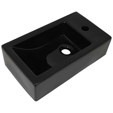 Lavandino Con Foro Rubinetto Rettangolare Ceramica 46x25,5x12cm - Foto 1