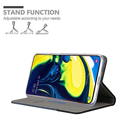 Custodia Compatibile Con Samsung Galaxy A80 / A90 In Blu Scuro Nero - Coperchio Protettiva Con Chiusura Magnetica, Funzione Stand E Tasca Per Le Carte - Foto 2